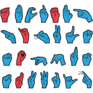 Magnetic Sign Language Letters, Red & Blue Colors, Assorted Sizes, 26 Pieces