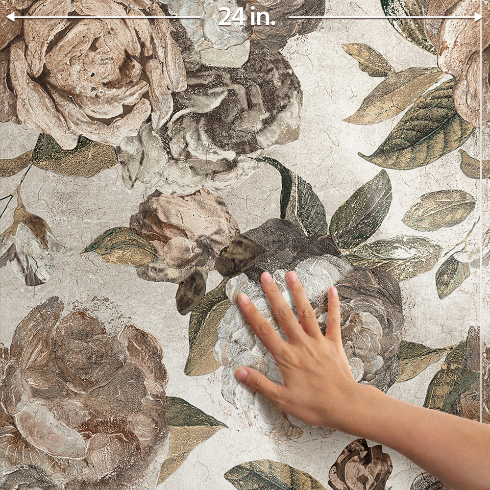 Parete Fiori Beige 23-1/2 in. x 47 in. Porcelain Floor and Wall Tile