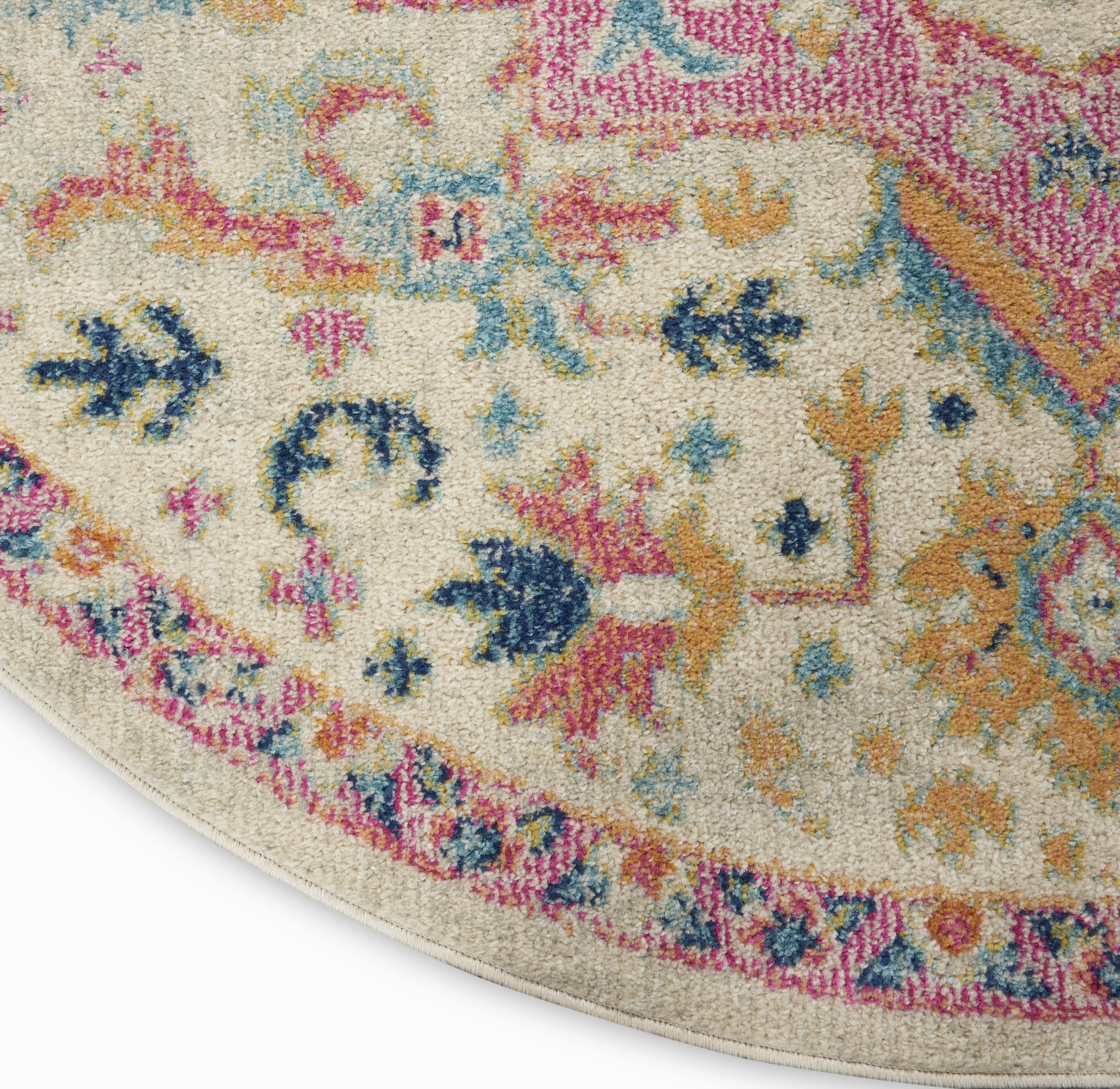 Nourison Passion 4' x Round Ivory Pink Bohemian Indoor Rug