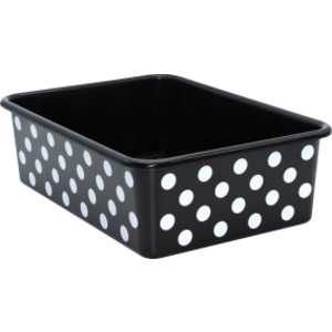 White Polka Dots on Black Large Plastic Storage Bin