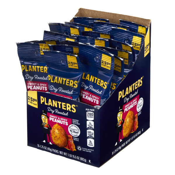 PLANTERS(r) Sweet & Spicy Peanut 6/18/1.75oz . C1RP - Front Right Pallet/Display (Hi Res)