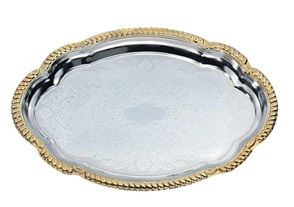 Large Odyssey oval serving tray with gold trim