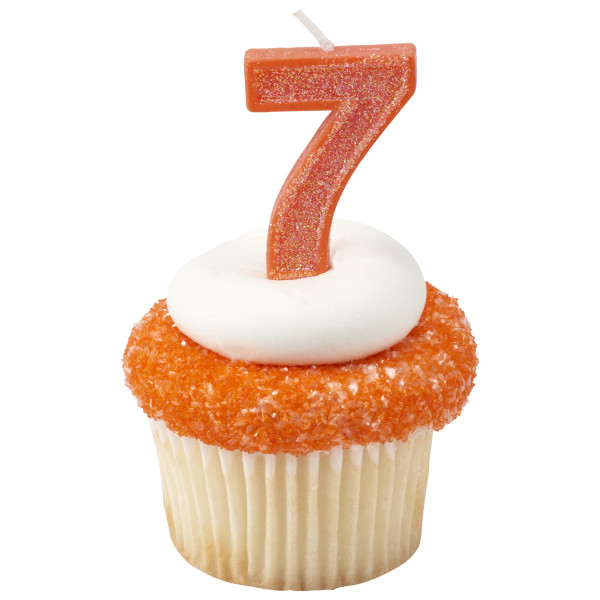 7 Mini Glitter Numeral Candles