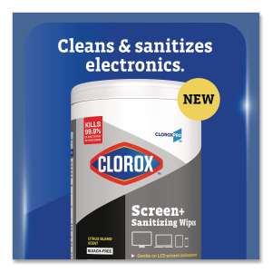 Clorox,  CloroxPro ScreenPlus Sanitizing Wipes, 6 x 8, Citrus Blend,  75 Wipes/Container