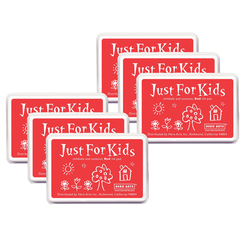 Just for Kids® Ink Pad, Red, Pack of 6