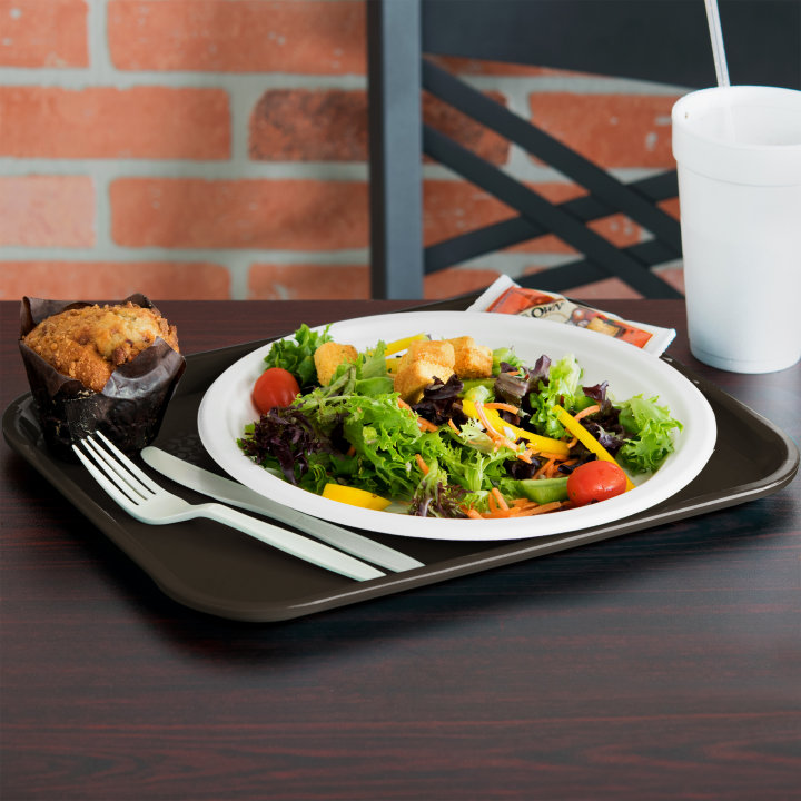 10" x 14" polypropylene fast-food tray in brown