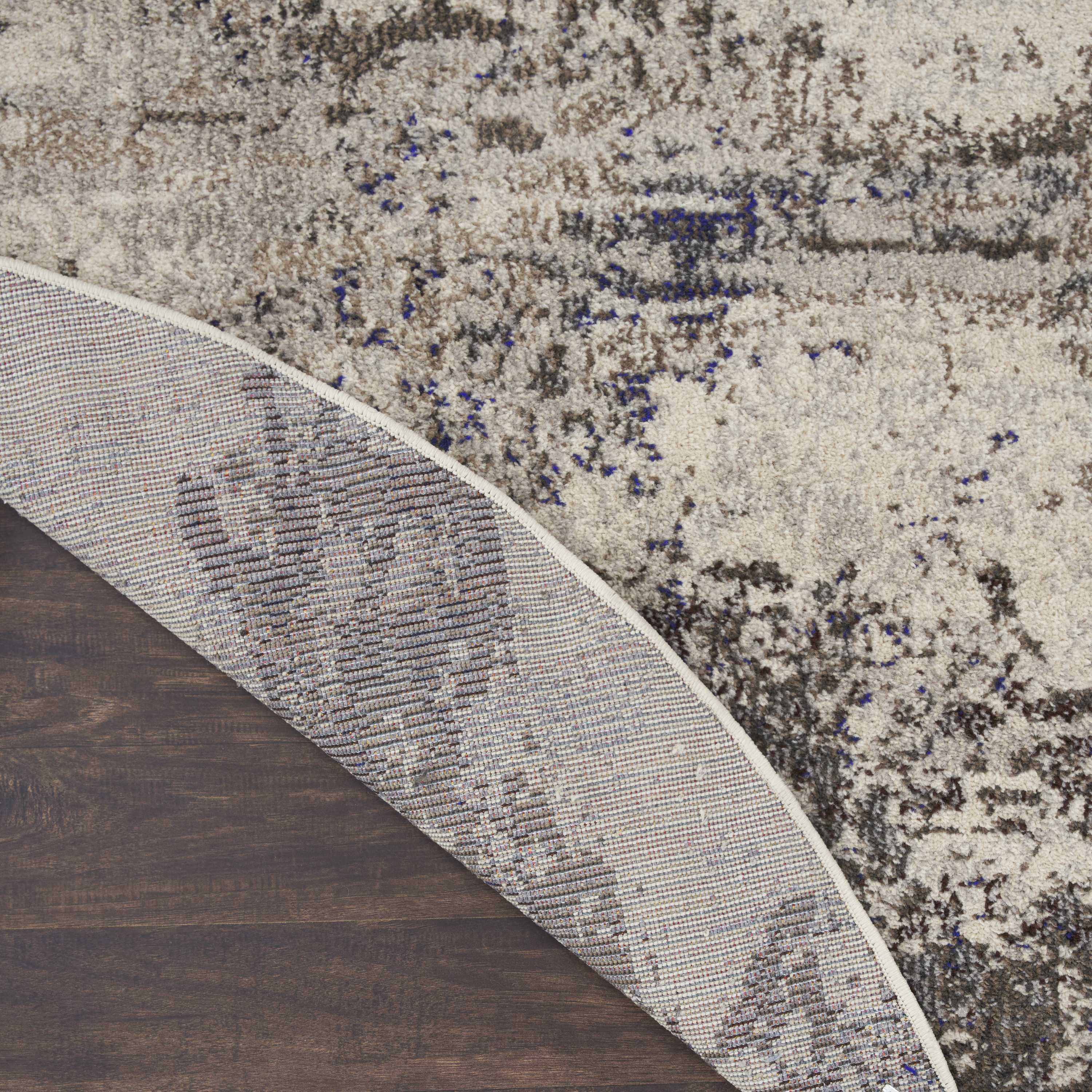 Nourison Celestial 5'3" x Round Ivory Grey Modern Indoor Rug