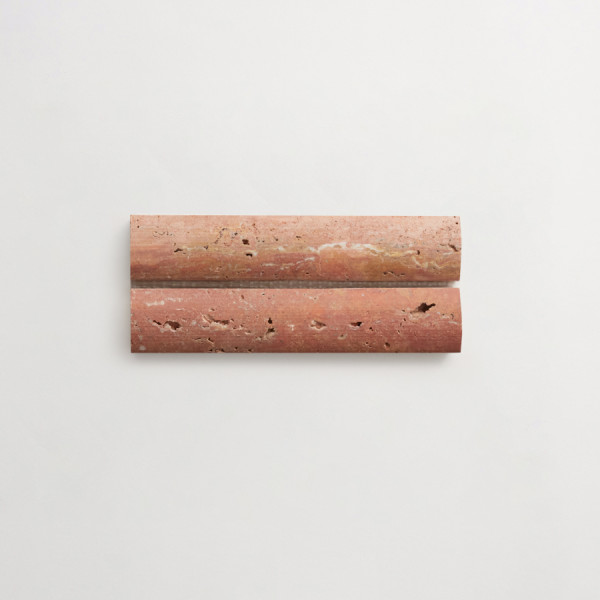 clé lapidary: sculpted shapes | cabochon short mosaic sheet | honed | red travertine | sample 