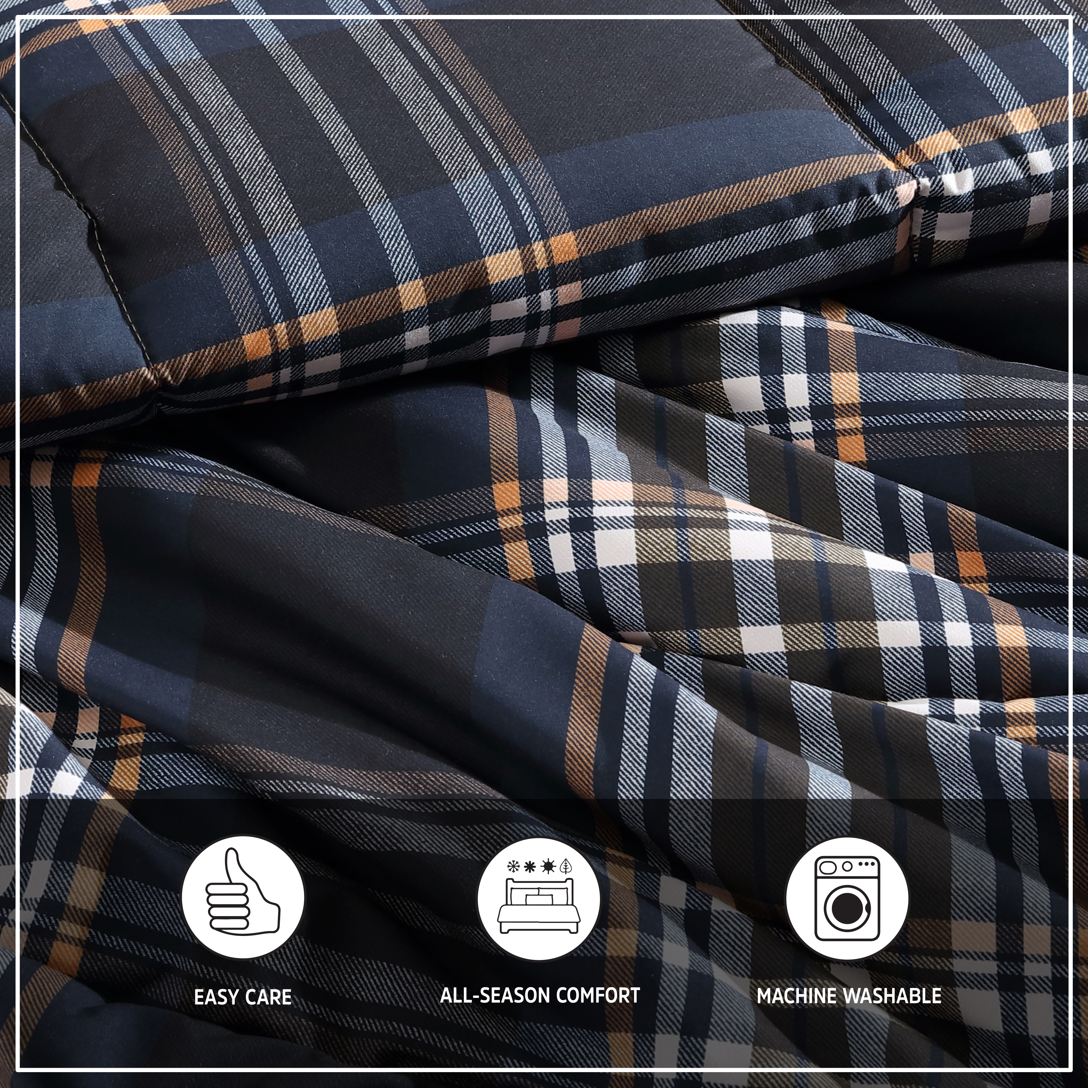 Wrangler Microfiber Comforter & Sham Sets (City Flats Plaid-Navy) - Picture 11 of 36