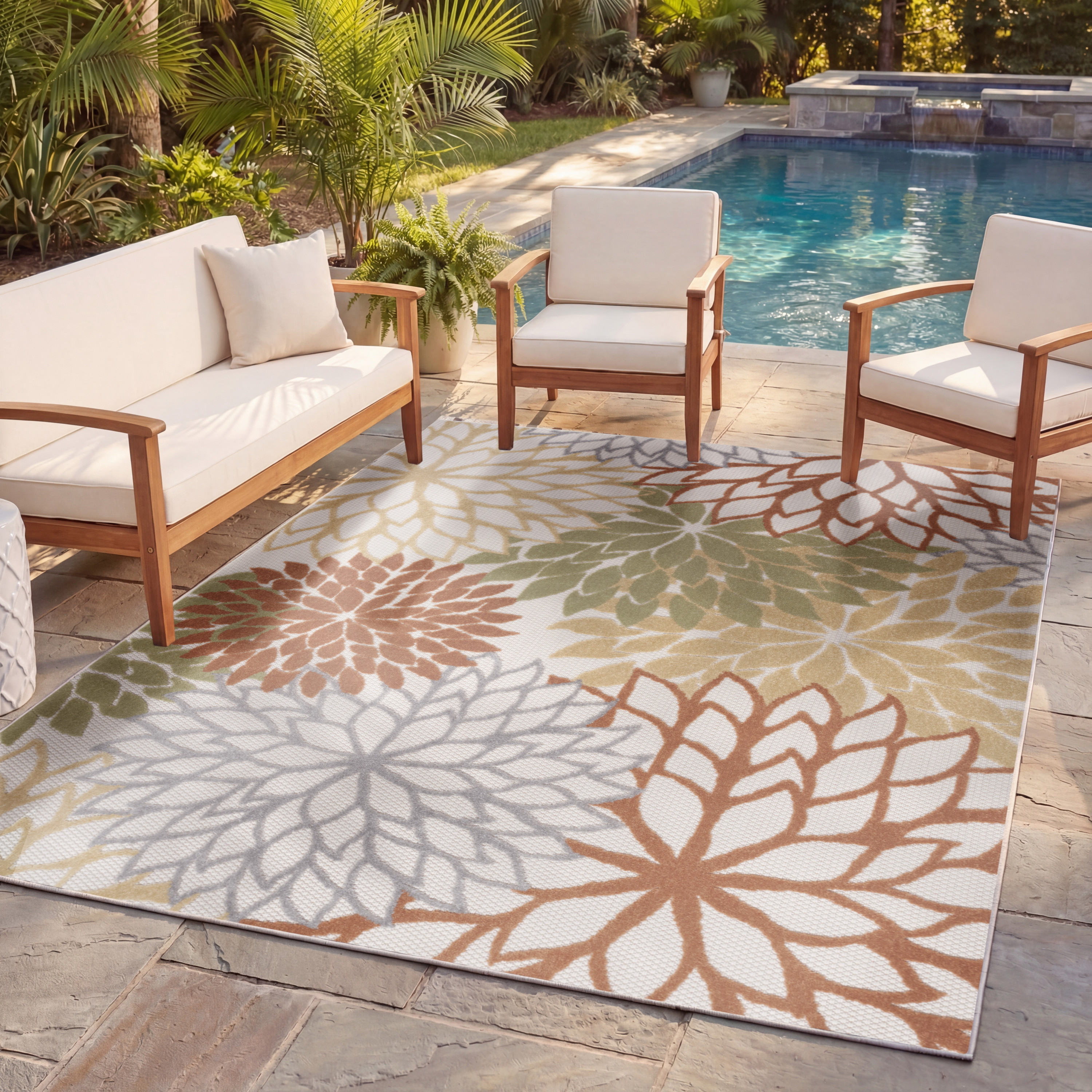 Nourison Aloha 6' x 9' Ivory Multicolor Outdoor Rug