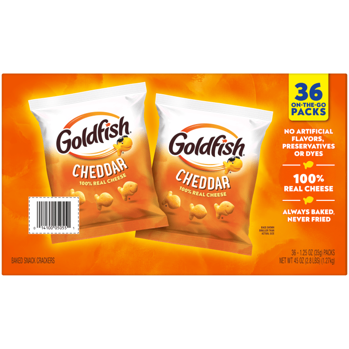 Goldfish® Cheddar Cheese Crackers, 36 count box, 1.25 oz, bag - Back Image