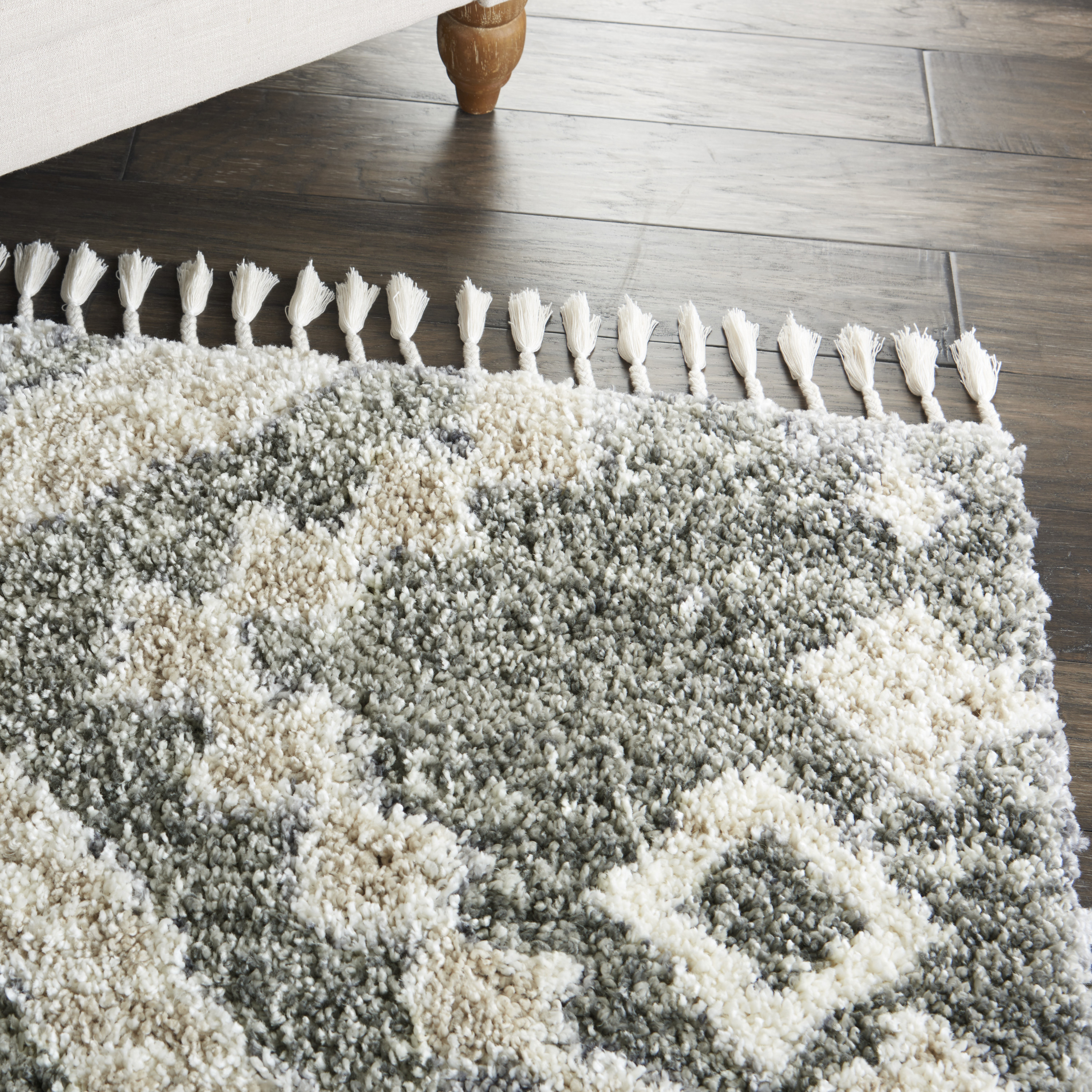 Nourison Oslo Shag 5'3" x 7'9" Grey Ivory Shag Indoor Rug
