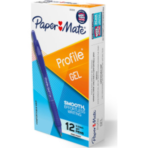 Paper Mate&reg; Gel Pen, Profile Retractable Pen, 0.5mm, Blue, 12 Count