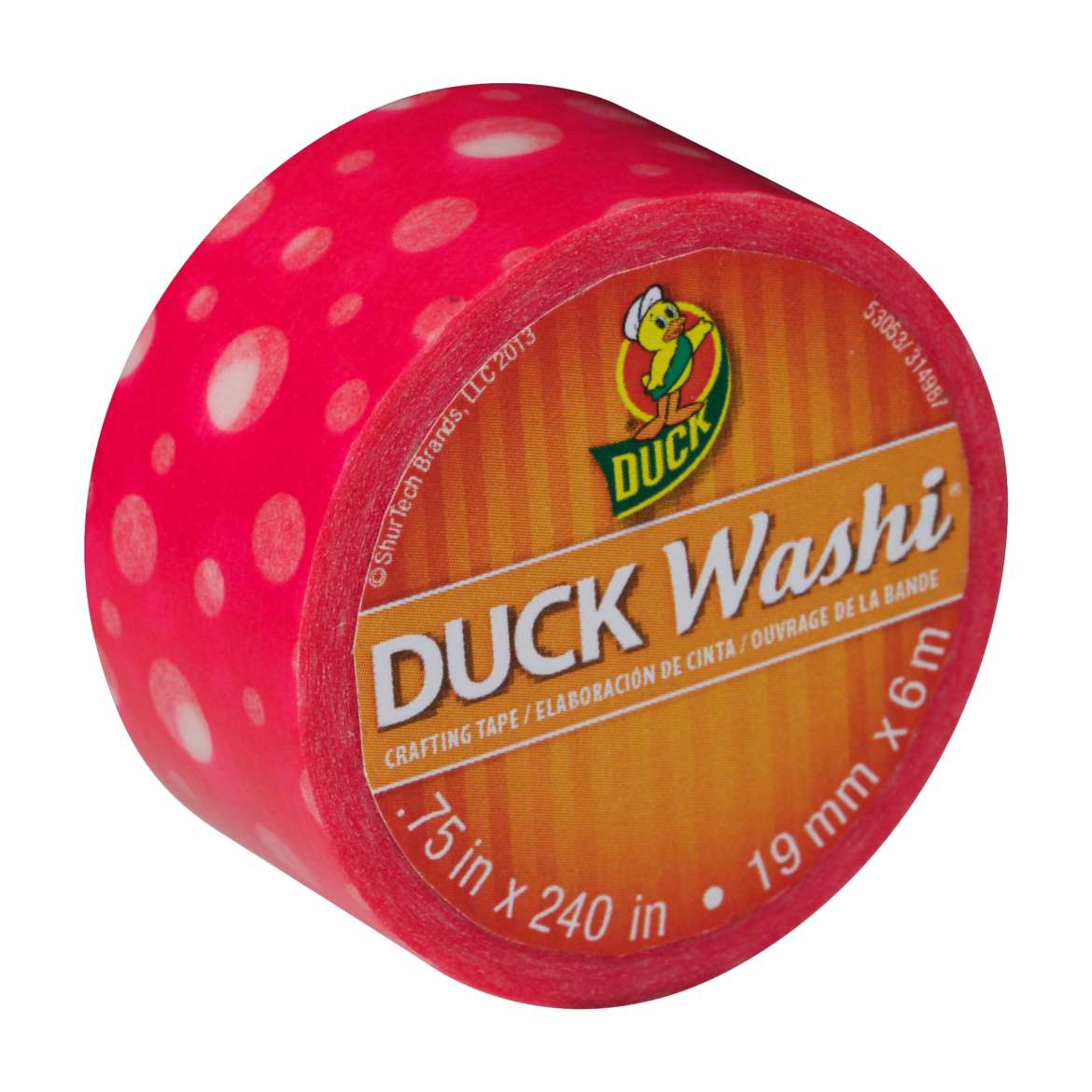 Duck Washi® Crafting Tape - Neon Pink Dots, .75 in. x 240 in. Image