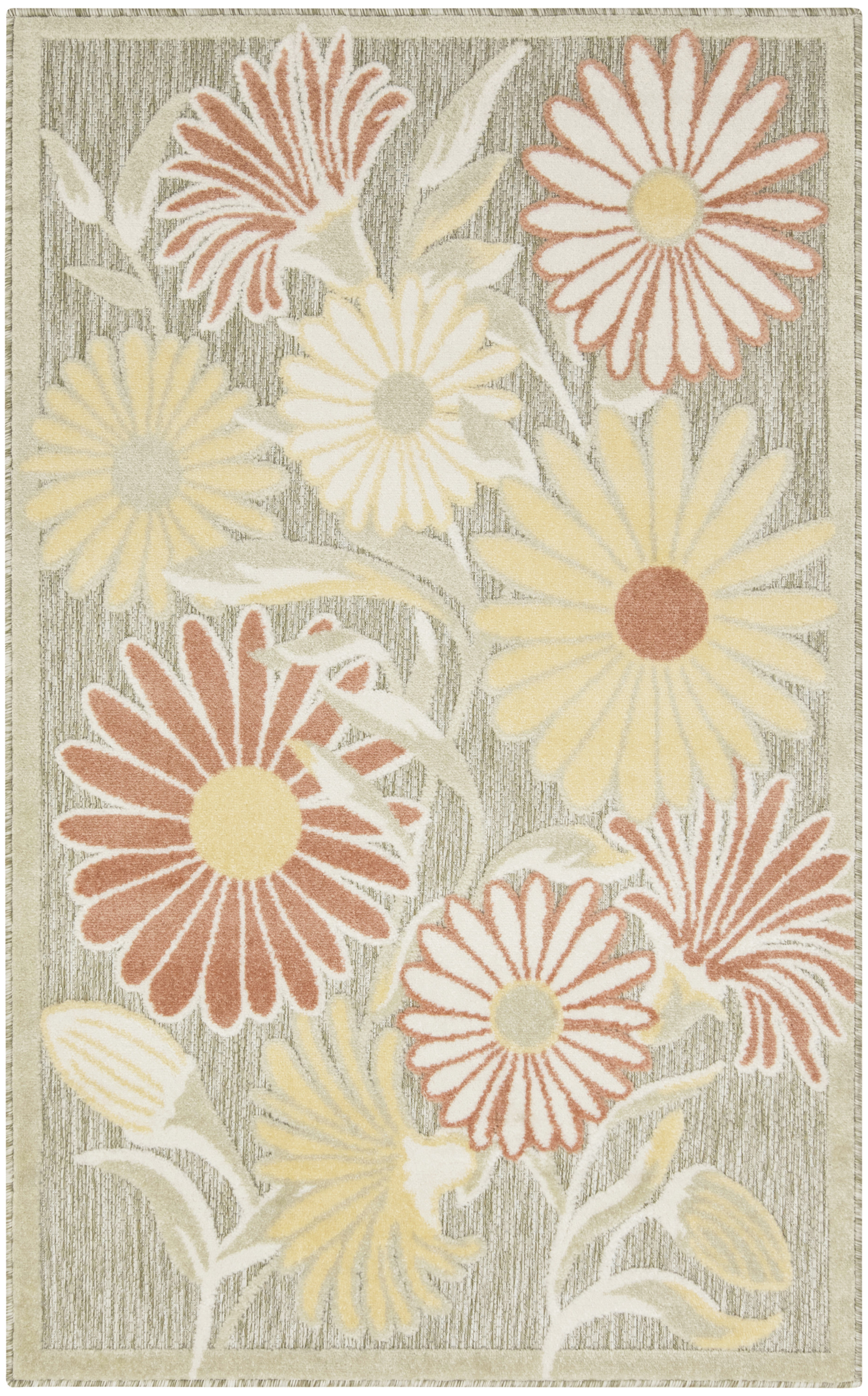 Nourison Aloha 2'8" x 4' Sage Rose Outdoor Rug