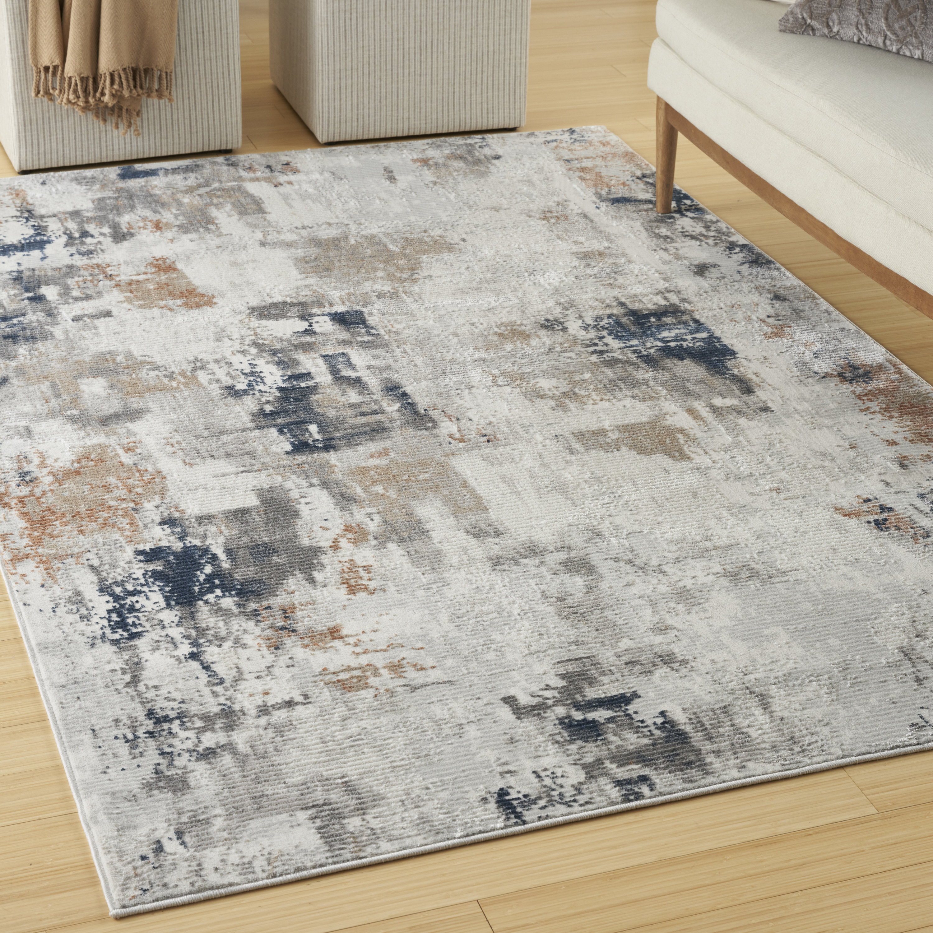 Nourison Home Texture 7'10" x 9'10" Grey Blue Modern Indoor Rug