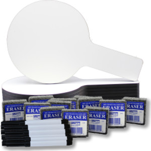 Mini Dry Erase Answer Paddles, Pens & Erasers, Class Pack of 12