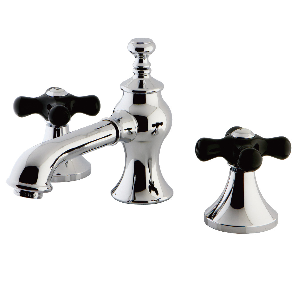 3-Hole Deck Mount Widespread Bathroom Faucet with Brass Pop-Up, Polished Chrome with 4 Finish Options
