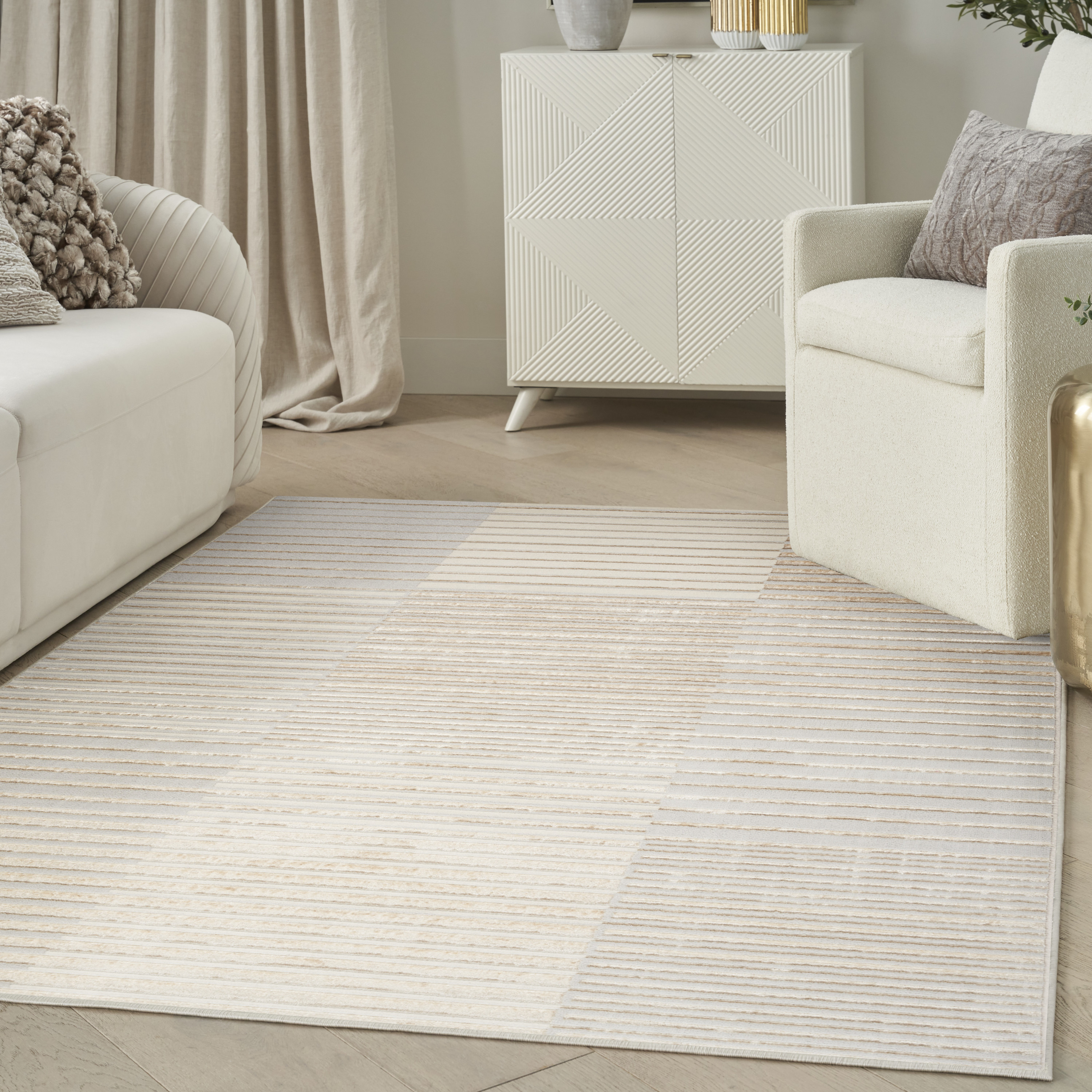 Nourison Splash 5'3" x 7'3" Beige Silver Modern Indoor Rug