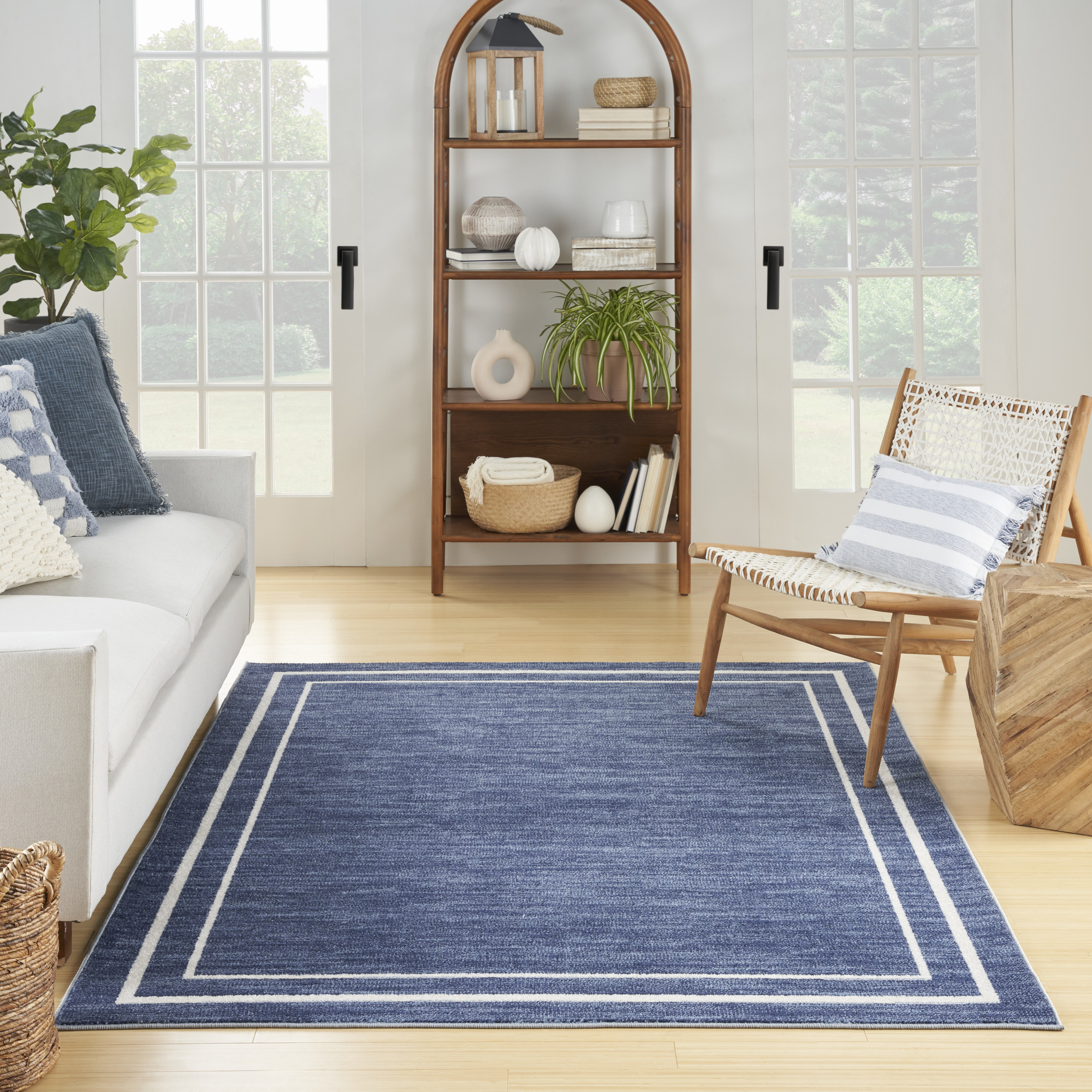 Nourison Nourison Essentials 5' x 7' Navy Ivory Contemporary Rug