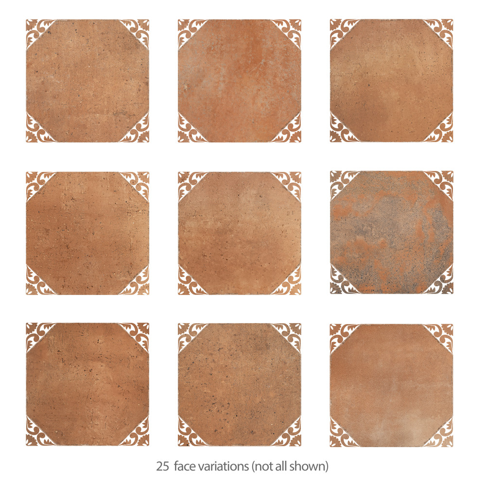 Degas Cotto with White Deco 8-7/8 in. x 8-7/8 in. Porcelain Floor and Wall Tile