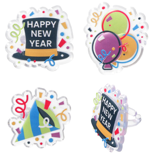 Happy New Year Confetti Cupcake Rings