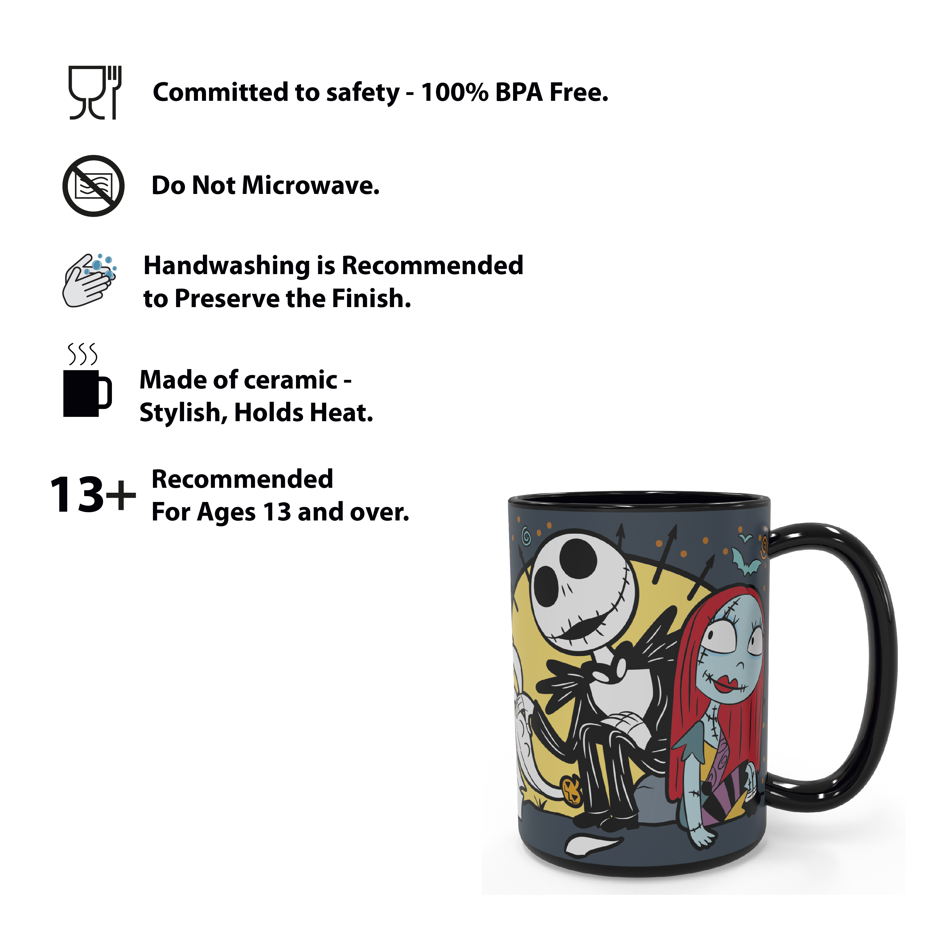 Disney The Nightmare Before Christmas 15 ounce Coffee Mug and Spoon, Jack the Pumpkin King & Sally slideshow image 6 Disney The Nightmare Before Christmas 15 ounce Coffee Mug and Spoon, Jack the Pumpkin King & Sally slideshow image 6