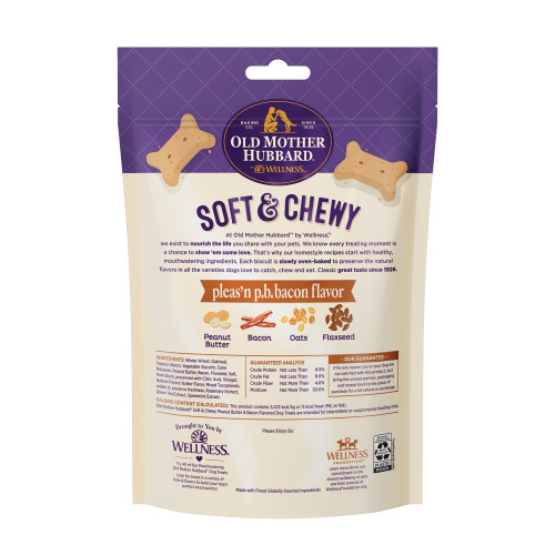 Old Mother Hubbard Soft & Chewy Pleas’N P.B. Bacon Flavor back packaging
