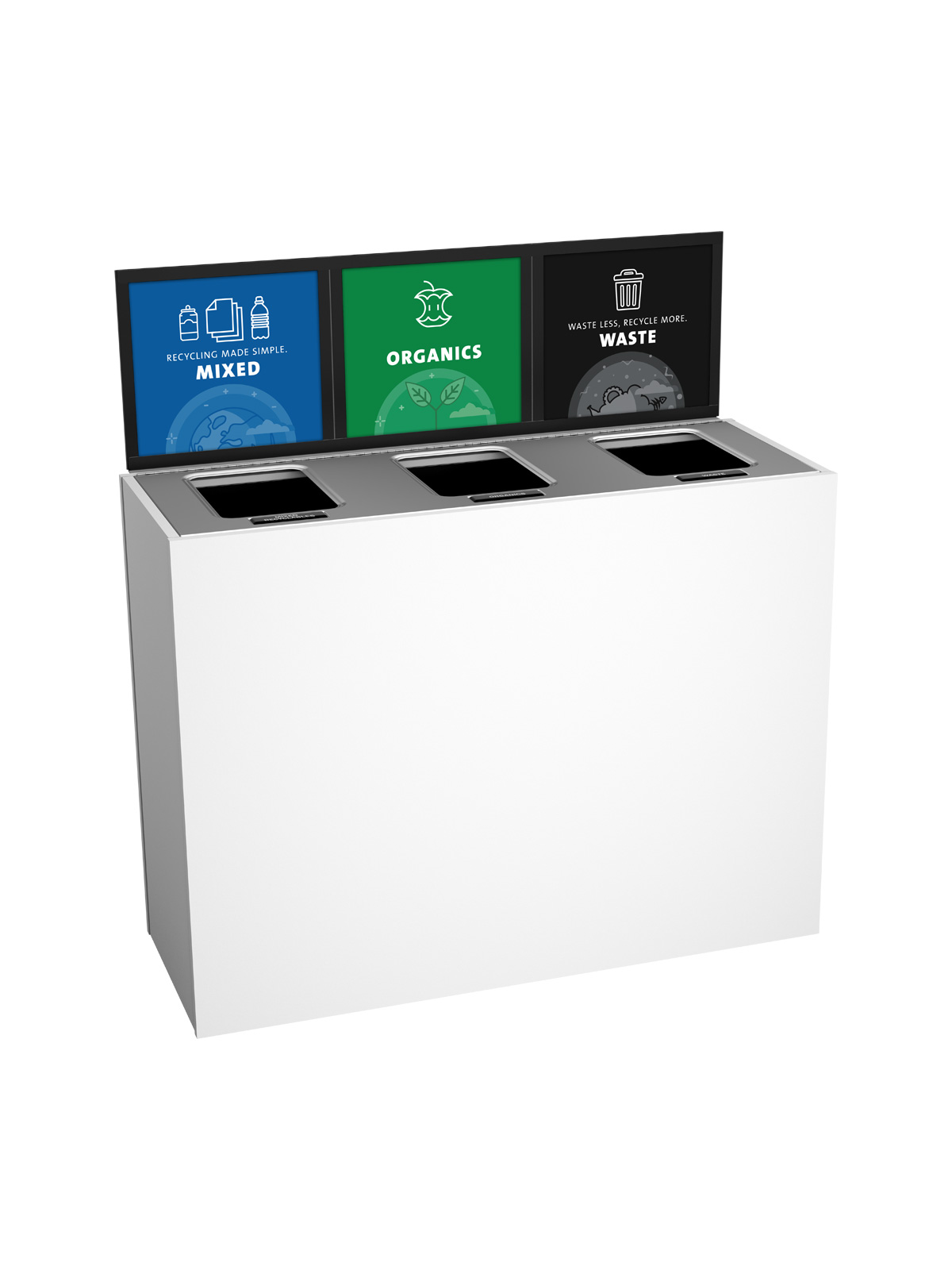 ARISTATA – Triple – Kit – Mixed Recyclables-Organics-Waste – Full-Full-Full – Glacier