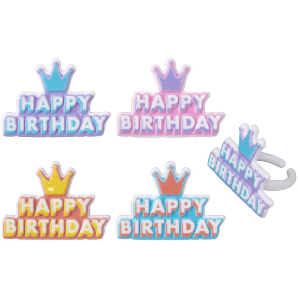 Happy Birthday Crown Cupcake Rings