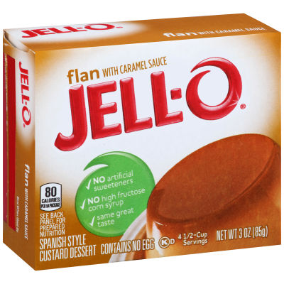 Jell-O Flan with Caramel Sauce Spanish Style Custard Dessert, 3 oz Box