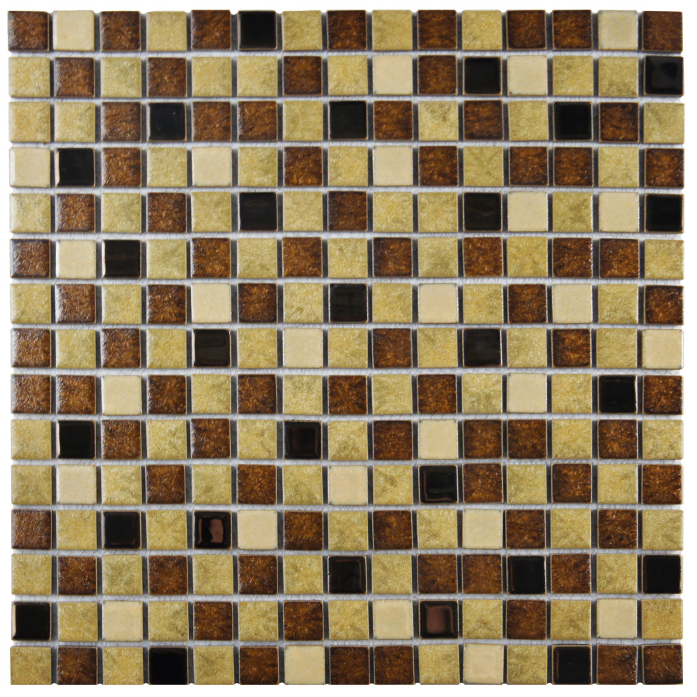 Metal Multi Beige 12-1/4 in. x 12-1/4 in. Porcelain Mosaic Tile