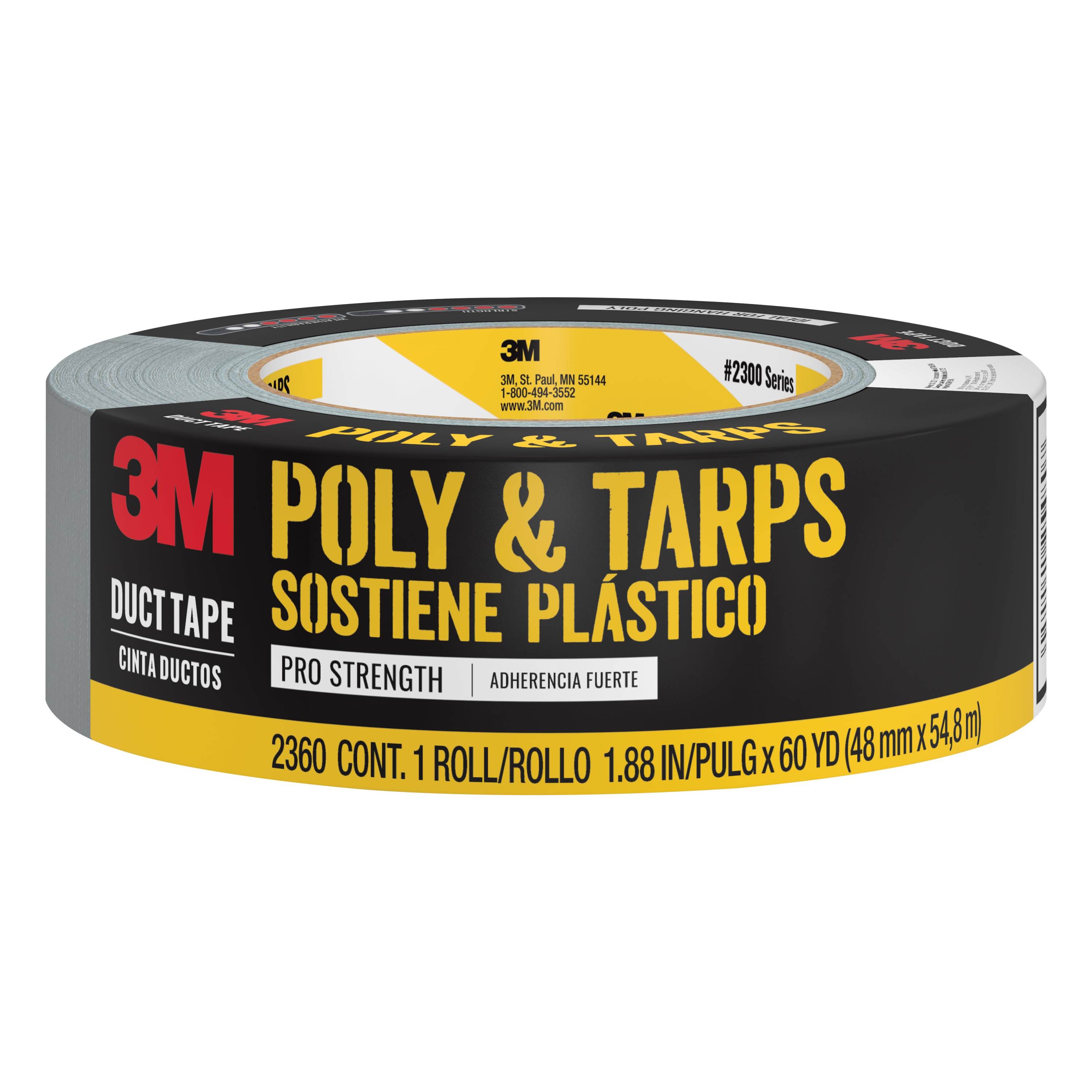 3M™ Poly & Tarps Duct Tape 2360-C, 1.88 in x 60 yd (48.0 mm x 54.8 m),
9 rls/cs