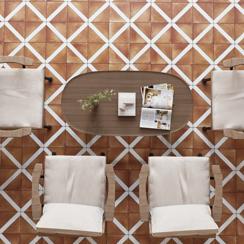 Sentier des Ocres Treillis Green 7-7/8 in. x 7-7/8 in. Porcelain Floor and Wall Tile