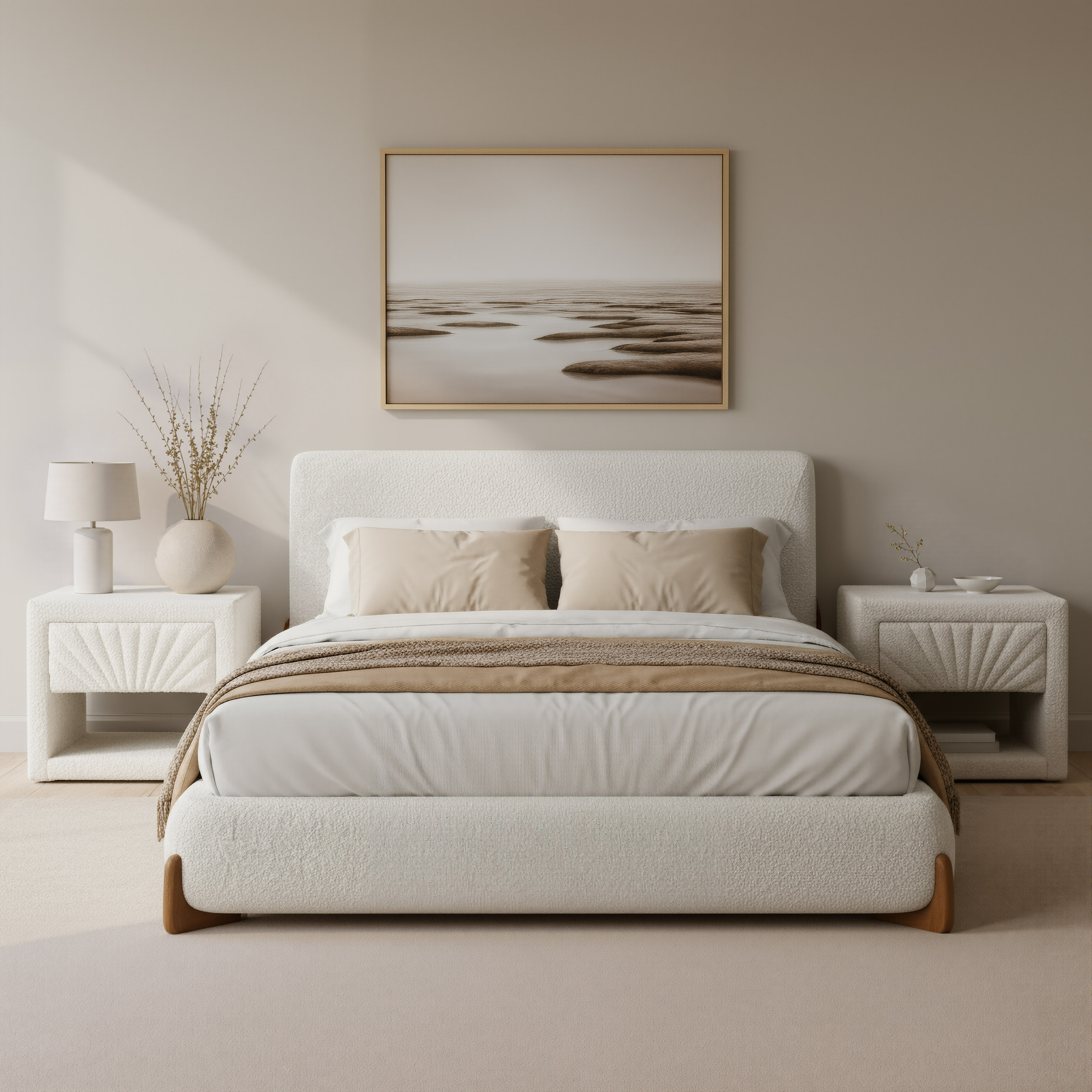 Baris Queen Bed Ivory product image