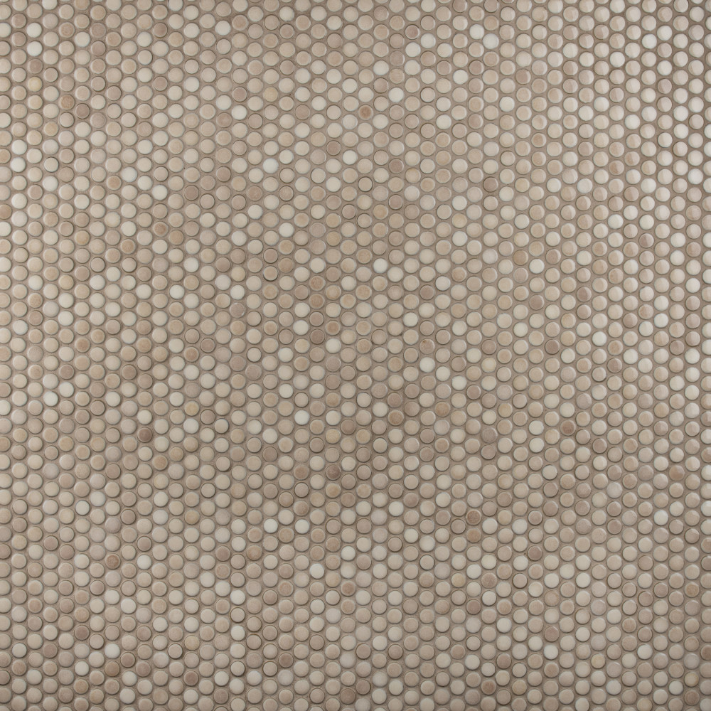 Hudson Penny Round Truffle 11-7/8 in. x 12-5/8 in. Porcelain Mosaic Tile