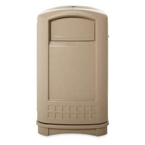 Rubbermaid Commercial, Plaza, 50 gal, Resin, Beige, Square, Receptacle