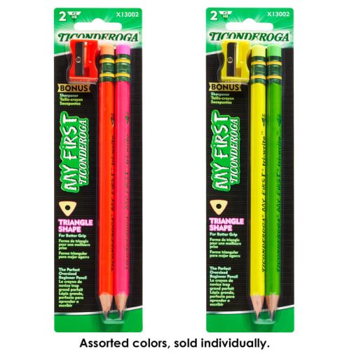 Ticonderoga My First Tri-Write - Neon Assorted with Sharpener 2 count