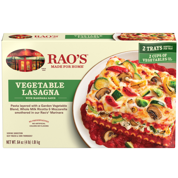 Vegetable Lasagna with Marinara Sauce Frozen Meal, 64 oz