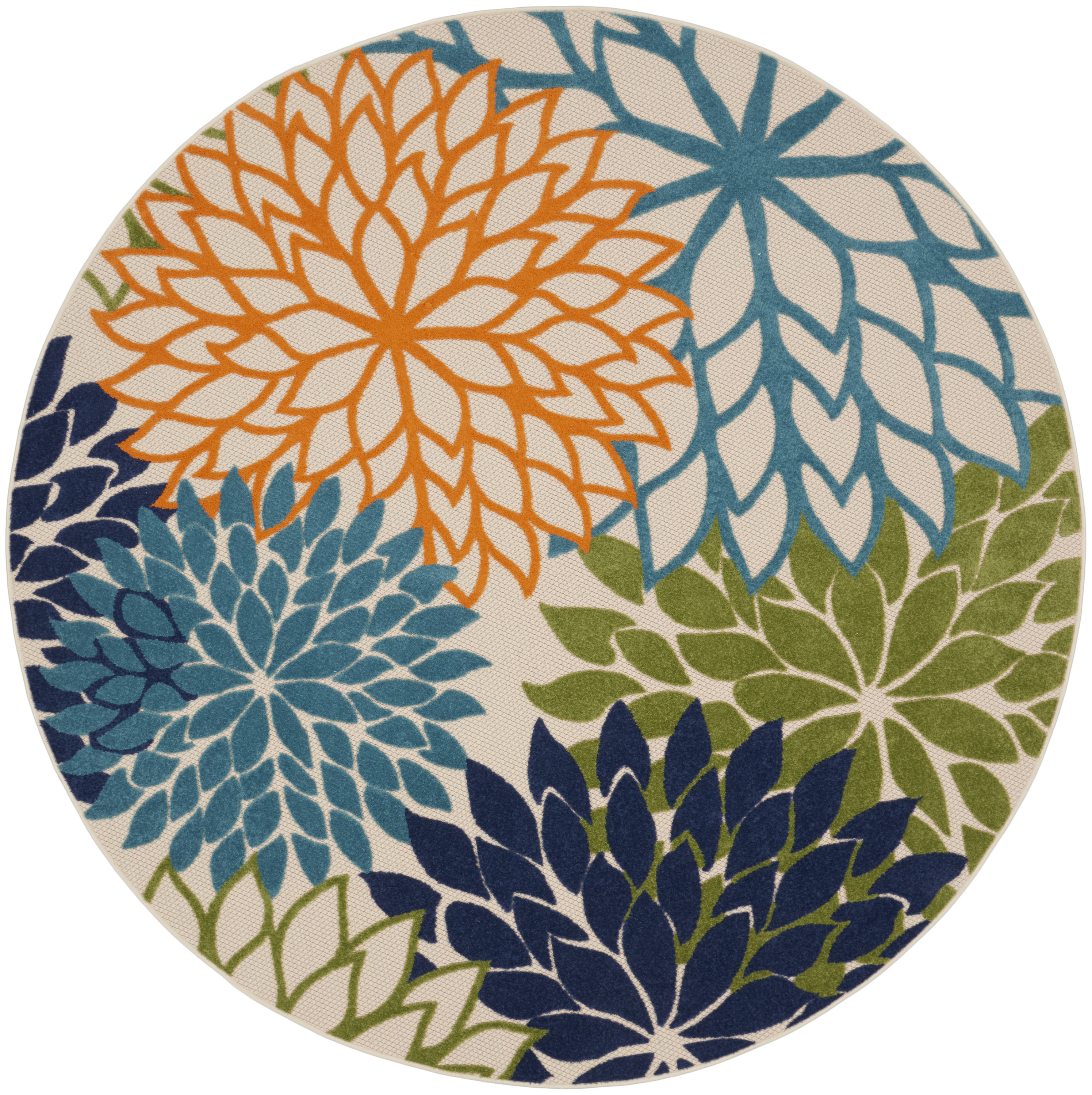 Nourison Aloha 7'10" x Round Multicolor Tropical Rug