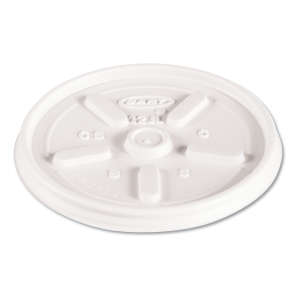 Dart, Plastic Lids for Foam Cups, Bowls and Containers, Vented, Fits 6-14 oz, White,