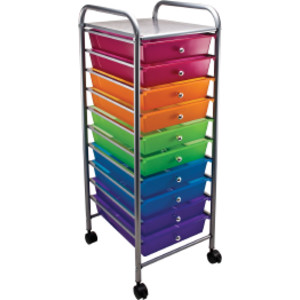 10-Drawer Rolling Cart, Multicolor