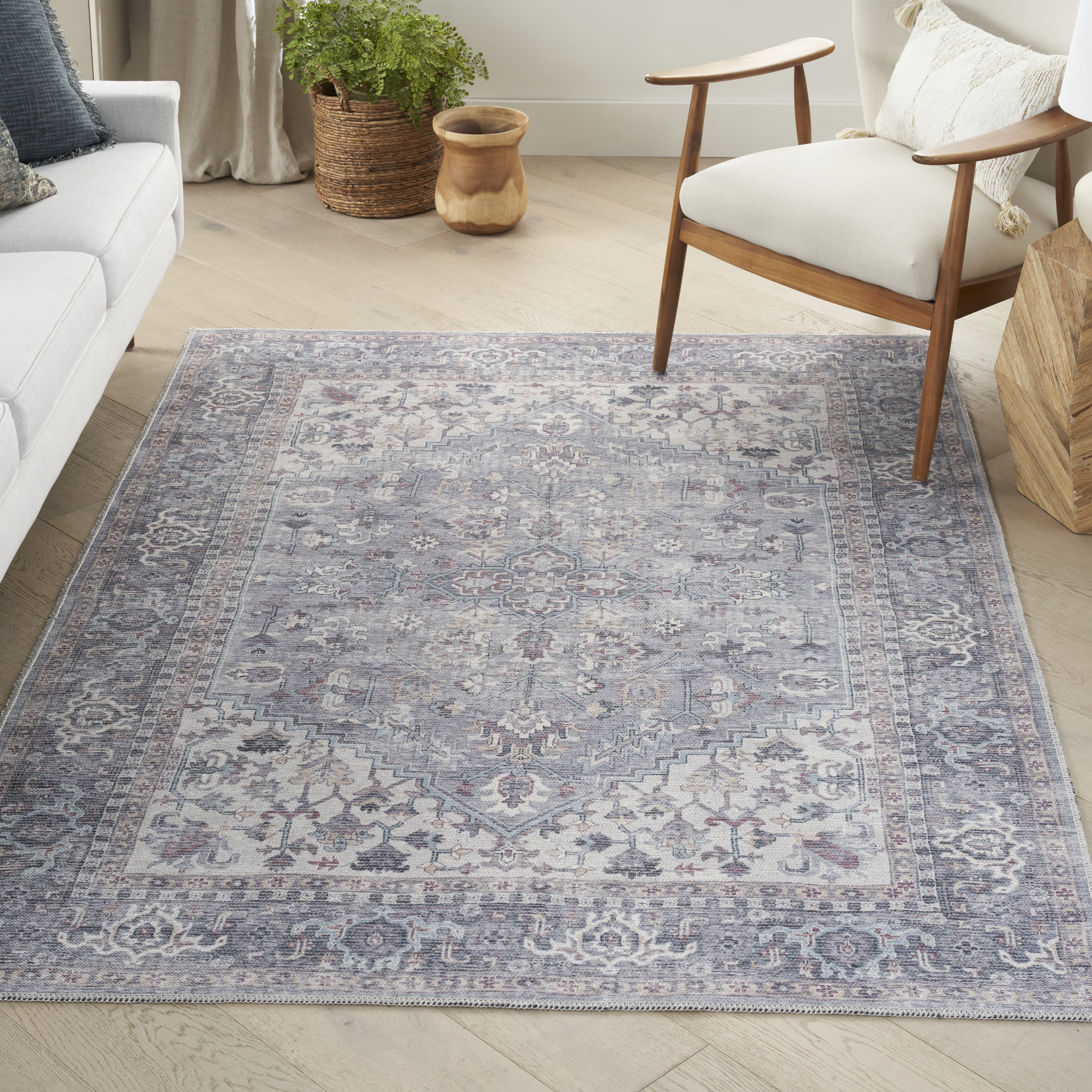 Nourison New Concept Washables 5'3" x 7'3" Grey Vintage Indoor Rug