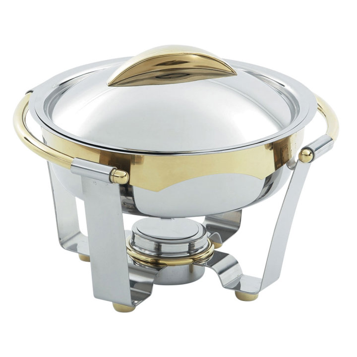 Large 6-quart Panacea™ round chafer with gold trim