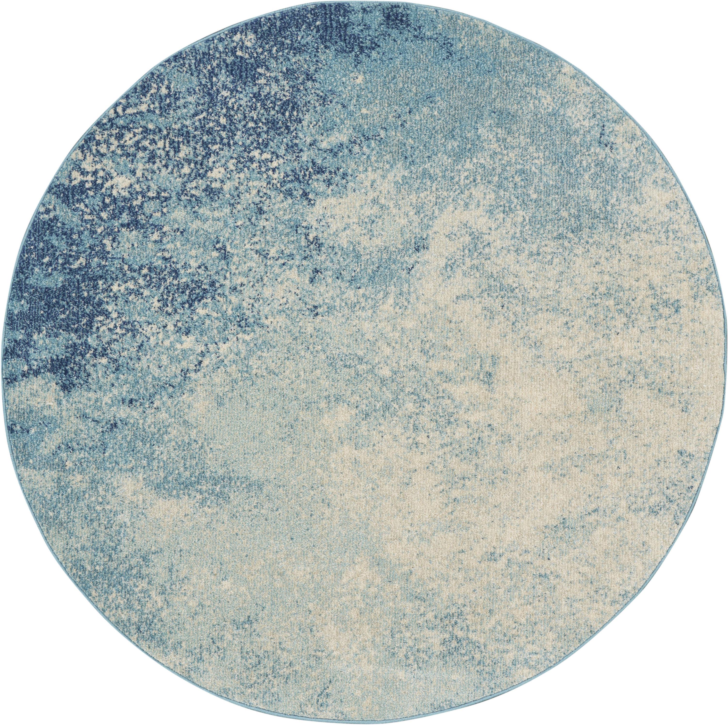 Nourison Passion 5' x Round Navy Light Blue Modern Indoor Rug