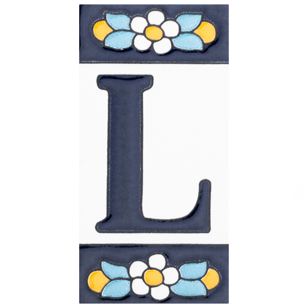 Sevillano Flora Address Letters L 2-1/8 in. x 4-3/8 in. Ceramic Wall Trim