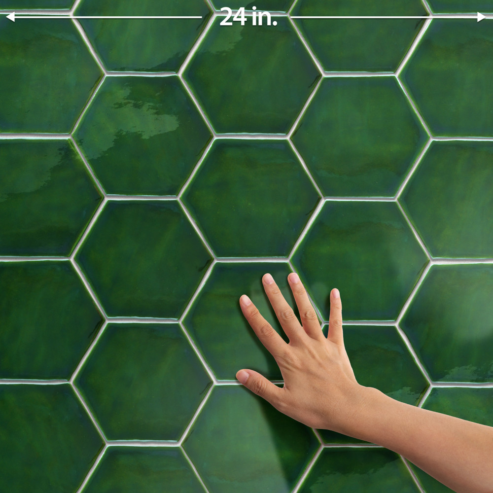 Viva Hex Antic Verde 5-7/8 in. x 6-3/4 in. Ceramic Wall Tile