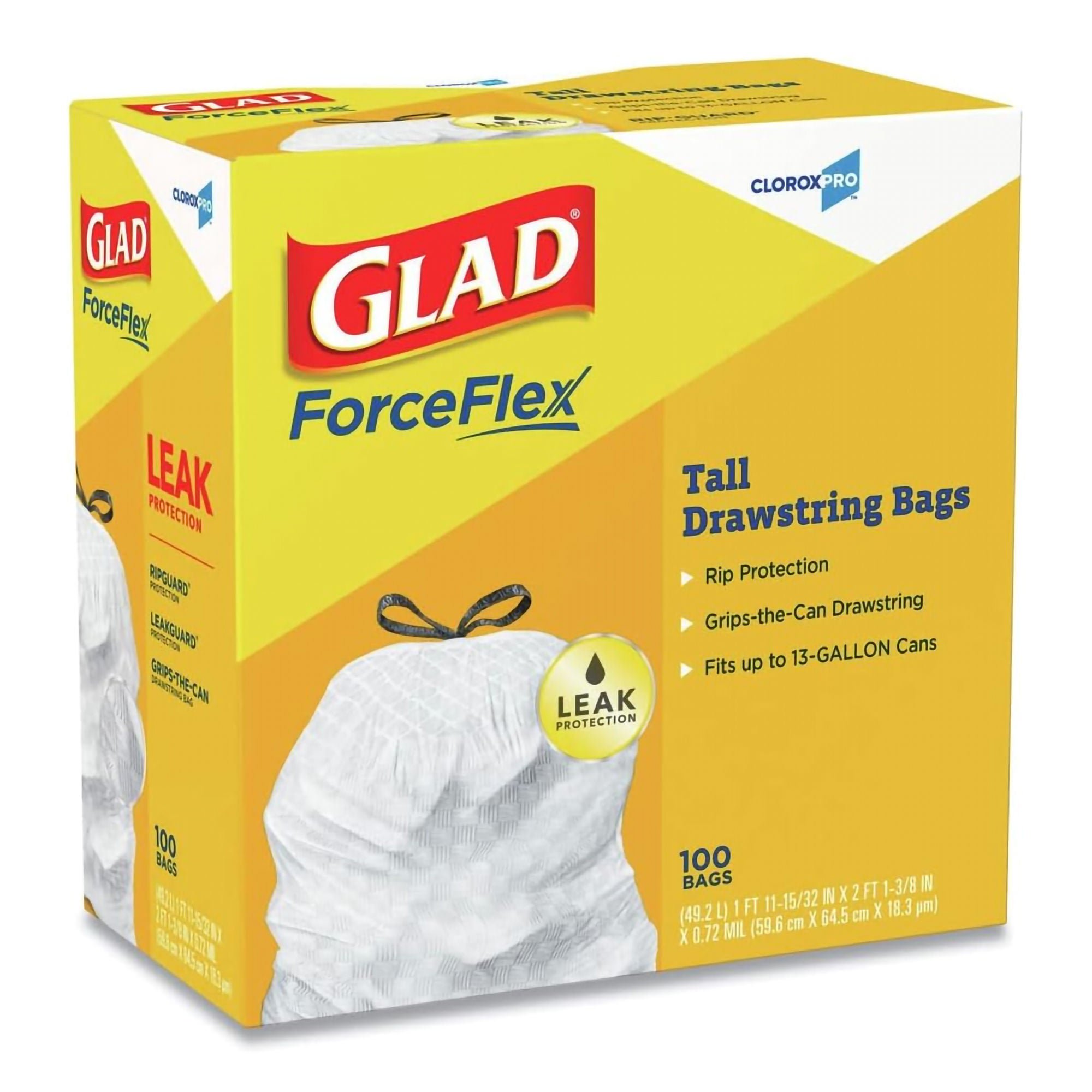 Trash Bag Glad® 13 gal. 0.72 mil 12 X 24 Inch White Tall Kitchen Dispenser Box