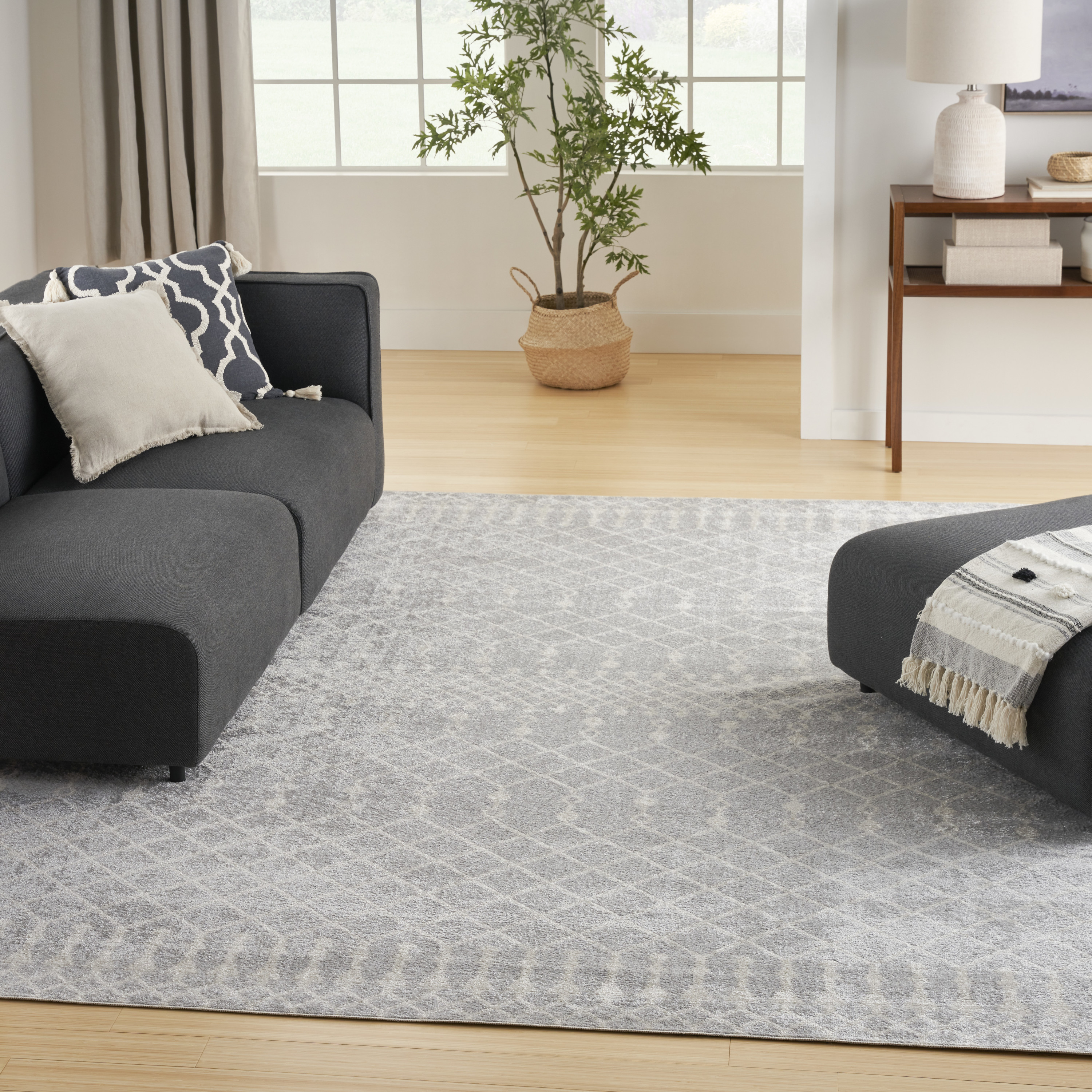 Nourison Astra Machine Washable 12' x 15' Grey Bohemian Indoor Rug