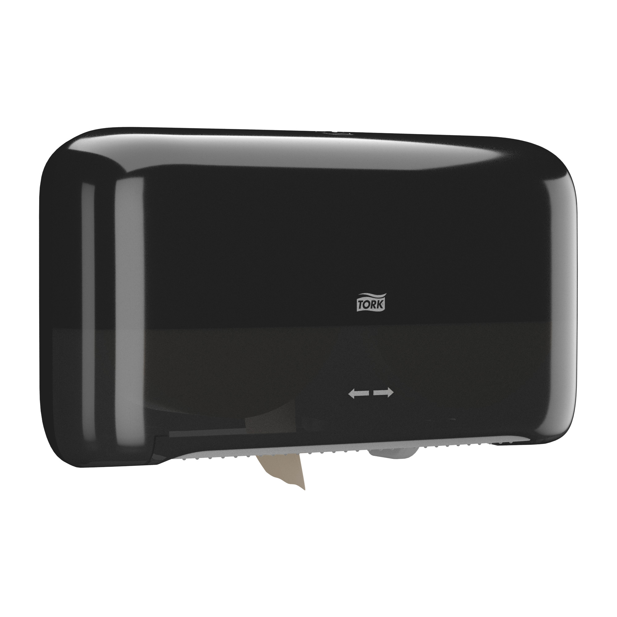 Toiletpapirdispenser, Til mini jumboruller, Udvendig oprulning, Sort, Tork Mini Jumbo Twin T2